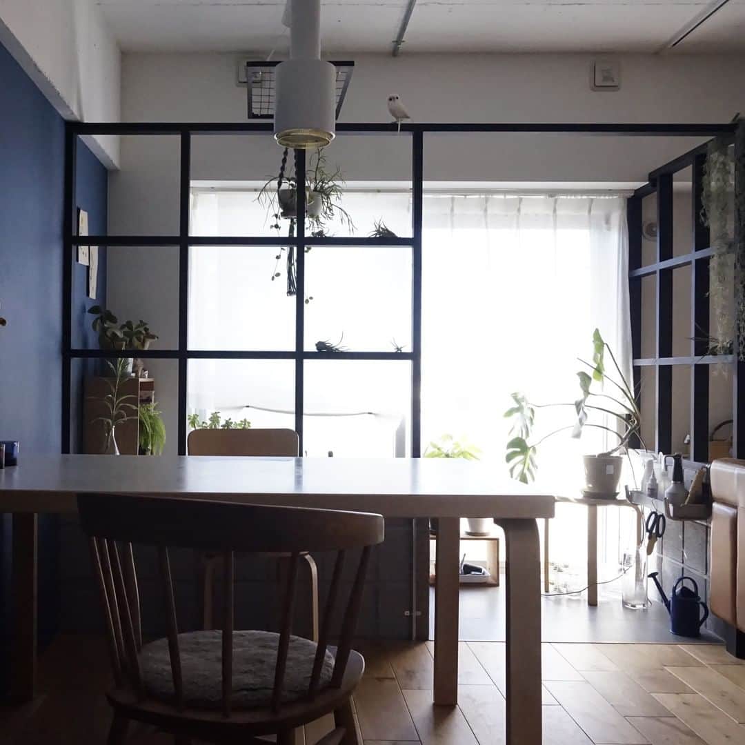 ムクリ［mukuri］さんのインスタグラム写真 - (ムクリ［mukuri］Instagram)「空間にアクセントと彩りをプラスするインナーテラス〜光と風が通る家（kumaigakoさん）  室内にありながら 屋外の雰囲気も楽しむことができるインナーテラス。  ご夫婦共通の趣味である“グリーンのある暮らし”を実現すべく、リノベーション時には水に強い床材を採用し、気兼ねなく思いっきり大好きな植物たちを愛でる場所をつくり上げたいがりこさん。  ブロックでリビングとの空間をゆるく区切ることで程よいアクセントが生まれ、ハンギングで目線の高さに植物を持ってきたり、箱型の収納を使って植物を魅せるディスプレイをしたり、まるでショップのような空間づくりがとっても素敵です。  日々の生活で、お気に入りのものが目に入るだけでもちょっと嬉しくなりますよね〜♪  お家時間を楽しむための趣味のある暮らしをより快適にしてくれるインナーテラスの活用術、ぜひ参考にしてみてください。  specialthanks @kumaigako ・ （編集：megu）  ▶詳細はプロフィールのURLよりご覧ください プロフィールはこちらから @mukuri_official ・  #テラス#インナーテラス#リノベーション #マンションリノベーション #リノベ #renovatio #中古マンション #リフォーム#無印良品#北欧インテリア#シンプルインテリア#ナチュラルインテリア #マンションインテリア#キッチン#マイホーム #myhome #マイホーム計画 #家づくり#暮らしを楽しむ #マンション暮らし #賃貸暮らし#シンプルな暮らし #くらしの編集 #ムクリ」11月9日 21時05分 - mukuri_official