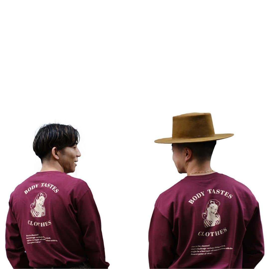 Kazuki Hamamotoさんのインスタグラム写真 - (Kazuki HamamotoInstagram)「11/10 0時発売開始﻿ ﻿ <TANE NEAT long T-shirts>﻿ ¥ 5,500 税込﻿ ﻿ ＊Size﻿ S. M. L. XL﻿ (kazuki M着用)﻿ (DAISUKE L着用)﻿ ﻿ ＊Color﻿ Burgundy﻿ ﻿ ＊design﻿ 僕らは気付きました。。﻿ NEATを入れ替えるとTANEになる事を！﻿ コラボする事が決まっていたかの様なこの偶然w﻿ バックプリントにはSummer Neat キャラクターが指ハートをしているイラストが描かれており、その指先にはタネを持って、少し召し上がってらっしゃいます。2人が好きな色のバーガンディのロンT！オールシーズン着れるので是非お召し上がりください！﻿ ﻿ #カズキのタネ﻿ #SummerNeat﻿ @summer_neat ﻿ @daiskeoo ﻿」11月9日 21時32分 - kazukistkgz