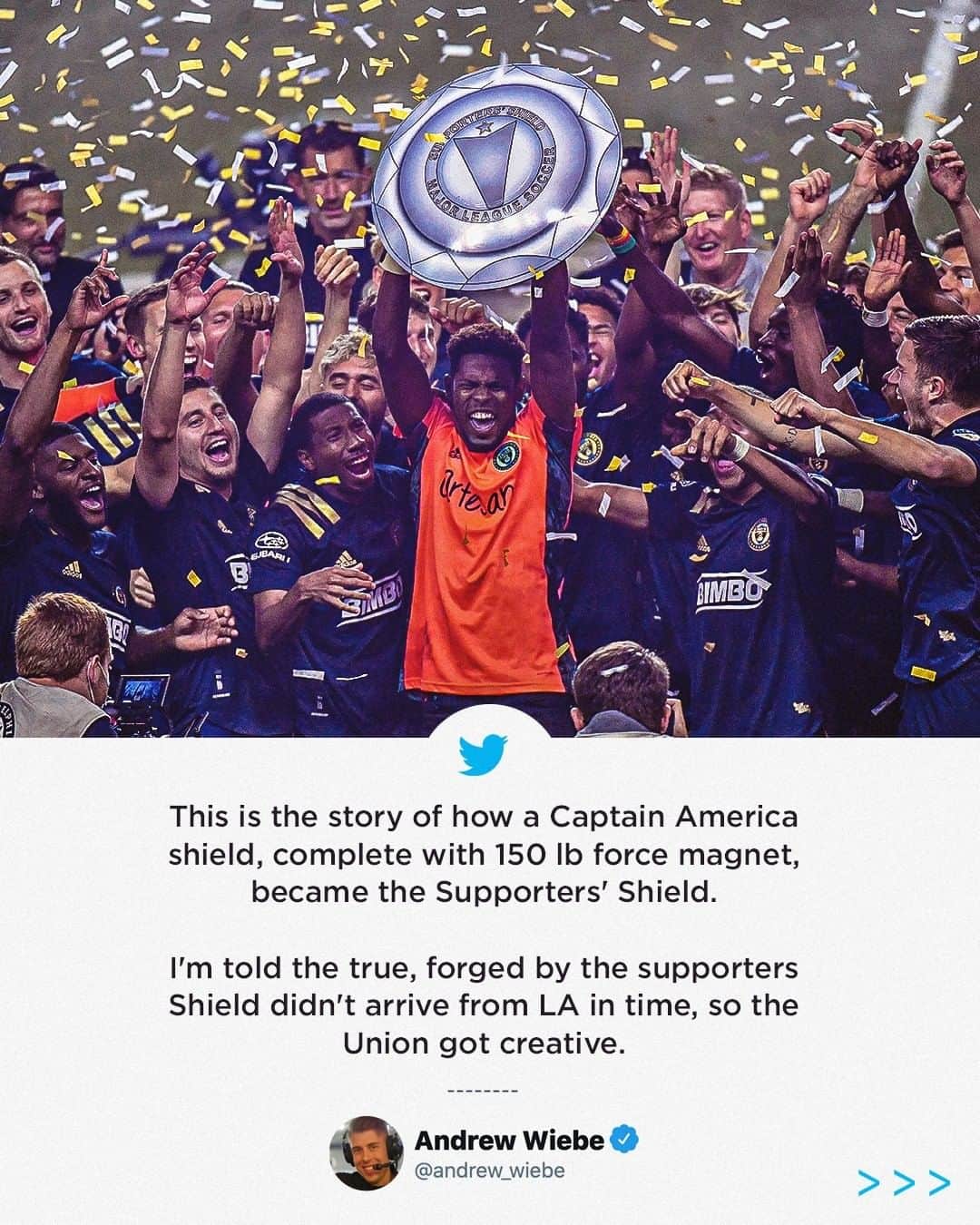 Major League Soccerさんのインスタグラム写真 - (Major League SoccerInstagram)「How Captain America played a role in @philaunion's Supporters' Shield celebration. 🎉  Check out our link in bio to hear an interview with the shield's owner on the latest episode of Extratime!」11月10日 9時30分 - mls