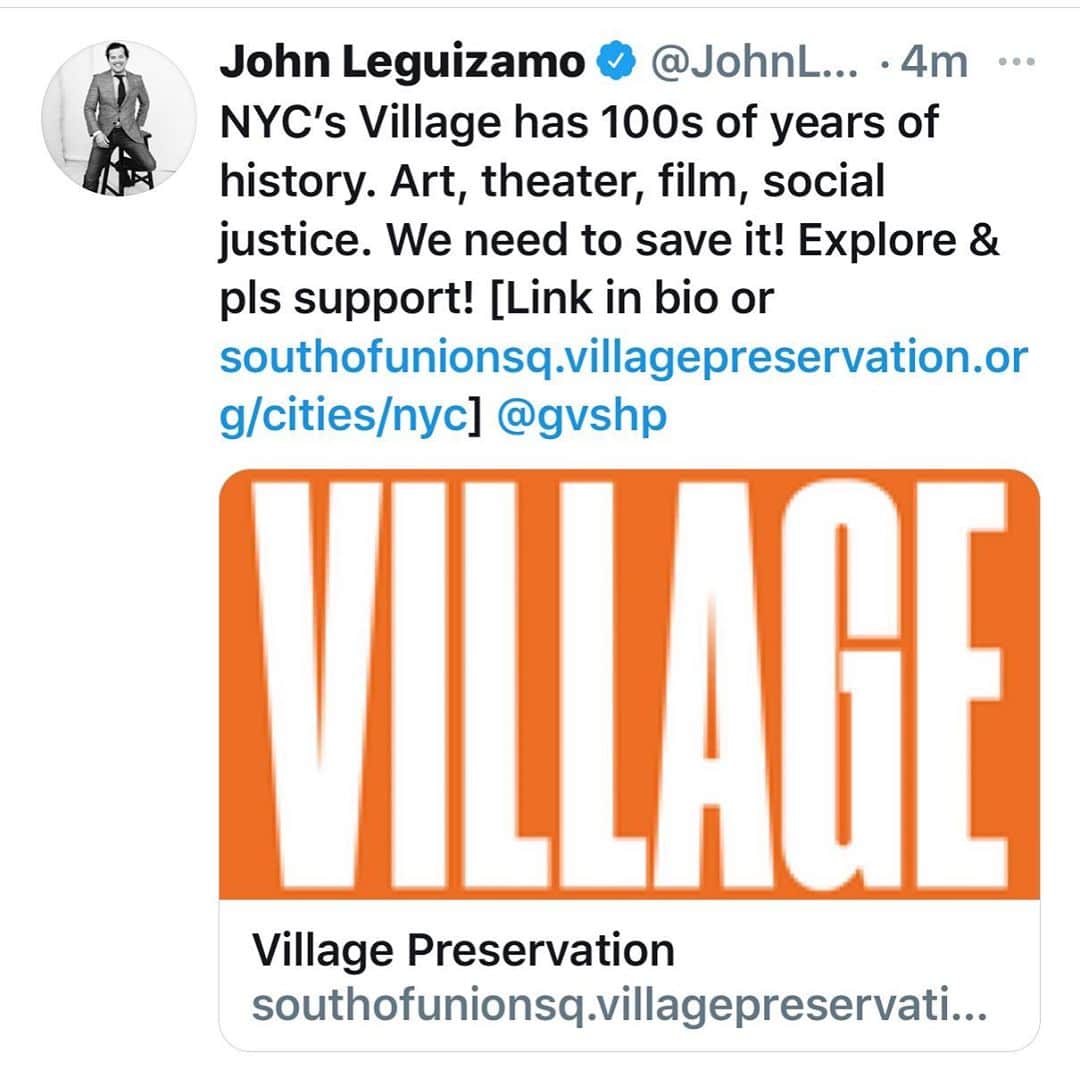 ジョン・レグイザモさんのインスタグラム写真 - (ジョン・レグイザモInstagram)「.@gvshp is an amazing org fighting to save NYC history. Architecture, the birth of civil rights movements, centuries of art, theater, film, and music. We’ve got it all. Pls support & save the Village! [Link in bio or https://southofunionsq.villagepreservation.org/cities/nyc]」11月10日 9時30分 - johnleguizamo