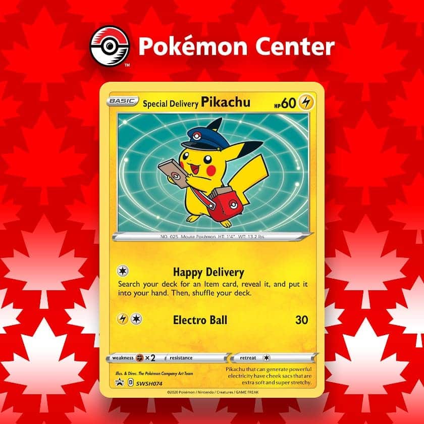 Pokémonさんのインスタグラム写真 - (PokémonInstagram)「To celebrate the launch of #PokemonCenter Canada, this Special Delivery Pikachu could be on its way to you! 💌  Visit PokemonCenter.com or PokemonCenter.ca to snag this card for your #PokemonTCG collection!」11月10日 8時07分 - pokemon