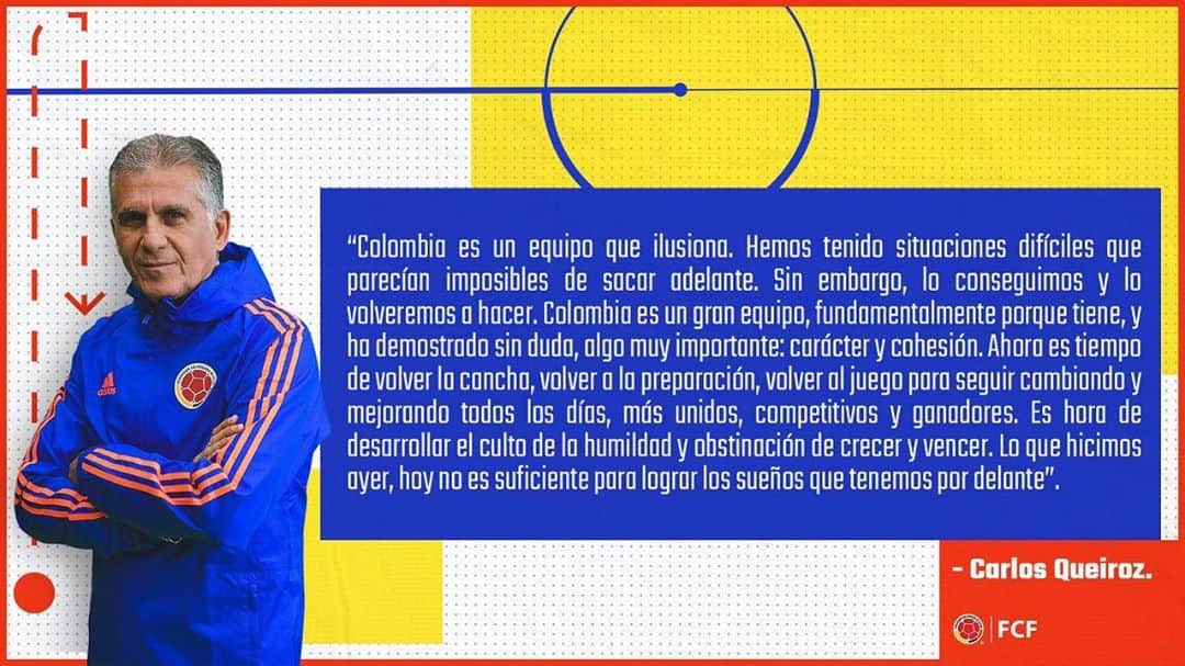 サッカー コロンビア代表チームのインスタグラム：「#VamosColombia 🇨🇴  @carlosqueiroz_」