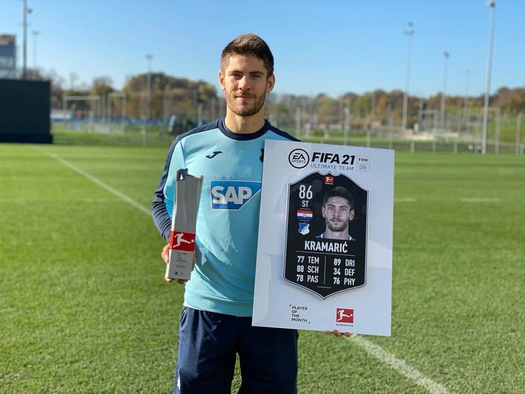 アンドレイ・クラマリッチのインスタグラム：「😍🙏🏻 Thank you @bundesliga 💪🏻 Player of the month 🙌🏻👏🏻」