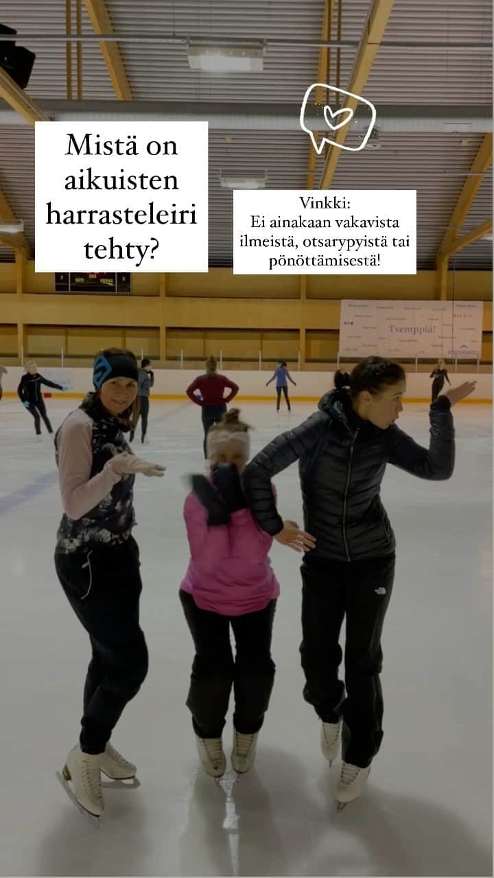 ラウラ・レピストのインスタグラム：「Aijjettä mikä määrä energiaa tuli taas imettyä (ja poltettua💪🏼😂🔥) viikonloppuna timanttisella jengillä!🤩 Mun yks unelma on että löytäis itsekin jonkun aikuisiän harrastuksen, josta intoutuisi samanlaisella intohimolla ja silmien säihkeellä, ja saisi samanlaisia kiksejä kun mitä aikusluistelijat saavat harrastuksestaan. Jotain missä yhdistyis jatkuva uuden oppiminen, sopivasti hullut treenikaverit, ja taattu hiki. Vauhtiakin sais olla. Ja leirejä!🤩😂 Ilmianna joku kiva!  . . . #lauranleirit #aikuisluistelu #aikuisharrastus #harrastus #kisakallio @kisakallio @fysiomovelina @pir」