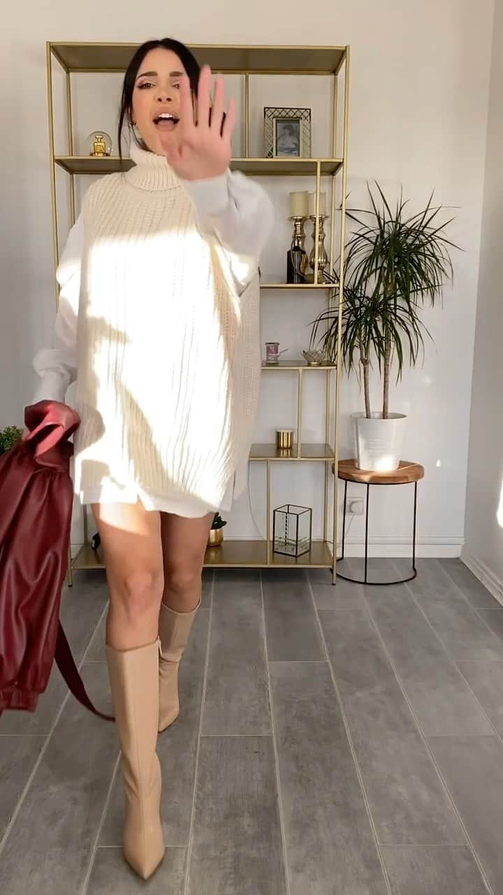 sananasのインスタグラム：「Stop ✋🏻 I ain’t ready yet 😜Vous préférez quel look ? PS : Nouvelle vidéo mode en ligne sur ma chaîne YouTube ! Lien dans la bio 😘  ✖️LOOK 1# Pull @hm  Chemise @prettylittlething  Bottes @asos   ✖️LOOK 2# Veste @zara  Pantalon @zara  Chaussures @asos   ✖️LOOK 3# Manteau @hm  Pull court @zara  Bermuda @bershka  Bottes @sheinfrance_  Ceinture @ysl」