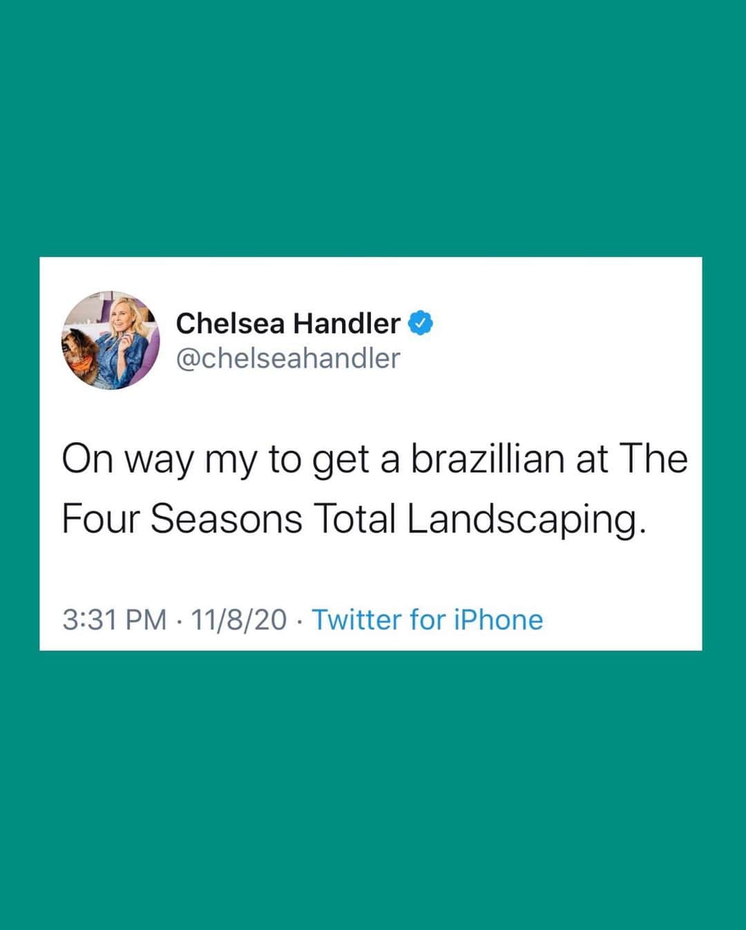 チェルシー・ハンドラーさんのインスタグラム写真 - (チェルシー・ハンドラーInstagram)「On my way to get a Brazilian at Four Seasons Total Landscaping」11月10日 3時26分 - chelseahandler