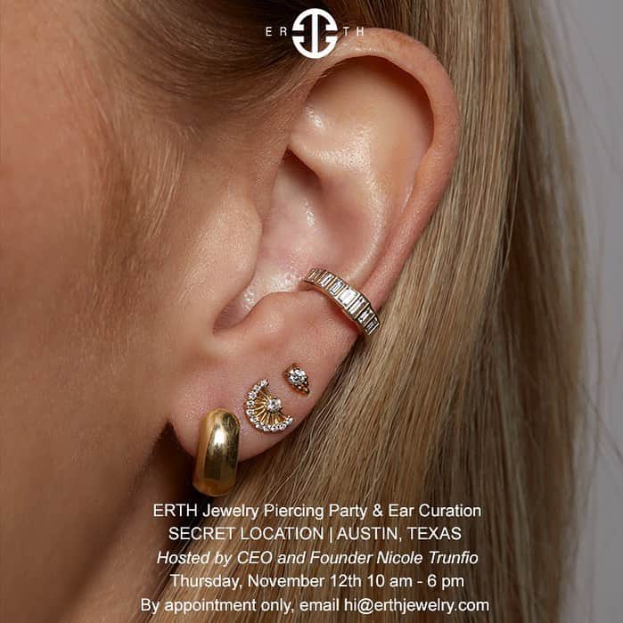 ニコール・トルンフィオのインスタグラム：「Our first @erthjewelry piercing event in 2020, who’s coming? 😍 Limited availability (only 15 spots left!) can’t wait to see you all! Let the fun begin (we have COVID procedures in place and will be taking temps and sterilizing between appointments. You NEED to make an appointment in order to come 💗)」