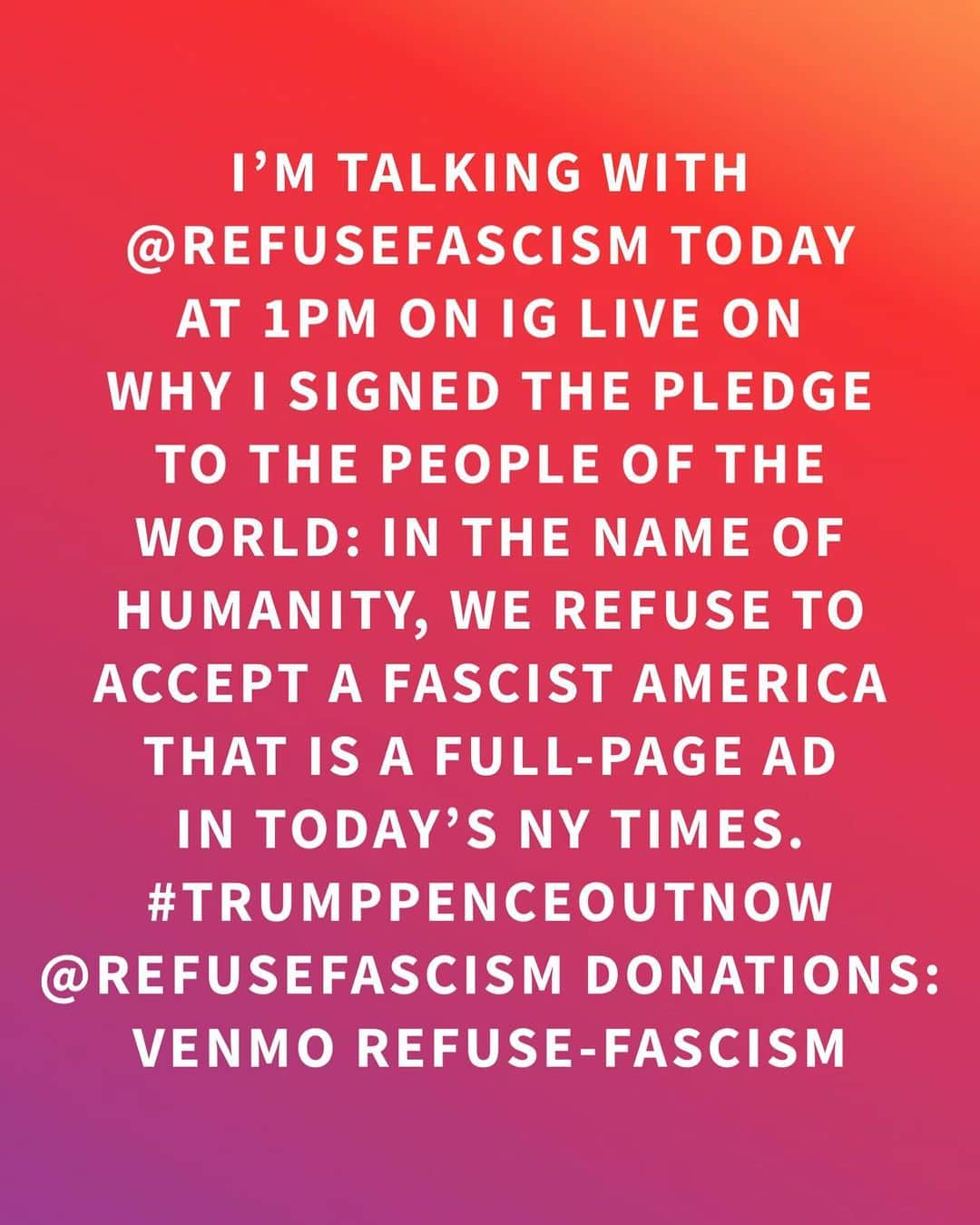 ジョディ・スウィーティンさんのインスタグラム写真 - (ジョディ・スウィーティンInstagram)「At 1pm on my IG Live, join a discussion with me and @refusefascism  About our pledge that was printed today in the New York Times!   Come join us! The fight is not over... we still have a LOT of work to do!」11月10日 5時54分 - jodiesweetin