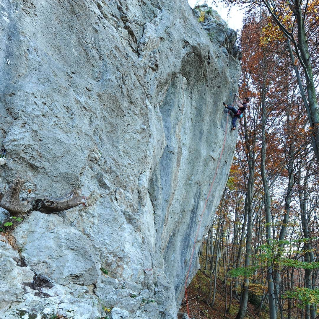 イェルネイ・クルーダーのインスタグラム：「Recently I managed to pull out the first ascent of this incredibly insane line on bulletproof limestone called Diretisima dveh  abrahamov. I put a solid grade of 8b+ and I hope for more repetitions in the future 💪🏻. ___________________________ @scarpaspa @ocun.climbing @vibram @snowmonkey」