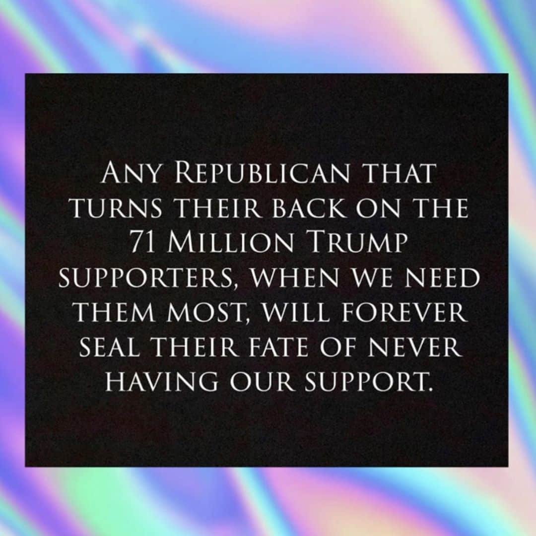 サミーア・アームストロングのインスタグラム：「Don’t go RINO.  • The swamp is spinning as it drains.  • Soon the momentum will be too much to withstand for any escaping.  • Define who you are and what you stand for. • Republican representatives do you have a backbone? • Do you stand for us? • You better speak up now and support 70million of us who voted for our President.  • You’d better speak up now and support our President through this fraud and corruption.  • Show us you are not spineless.  • We will remember.  • @valianttruth ❤️🇺🇸」