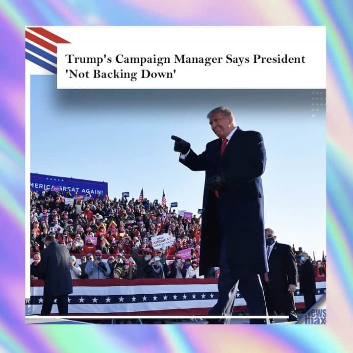 サミーア・アームストロングのインスタグラム：「Campaign manager says of Trump, “Not backing down” • 💖🐲🇺🇸❤️ @newsmax @realdonaldtrump」