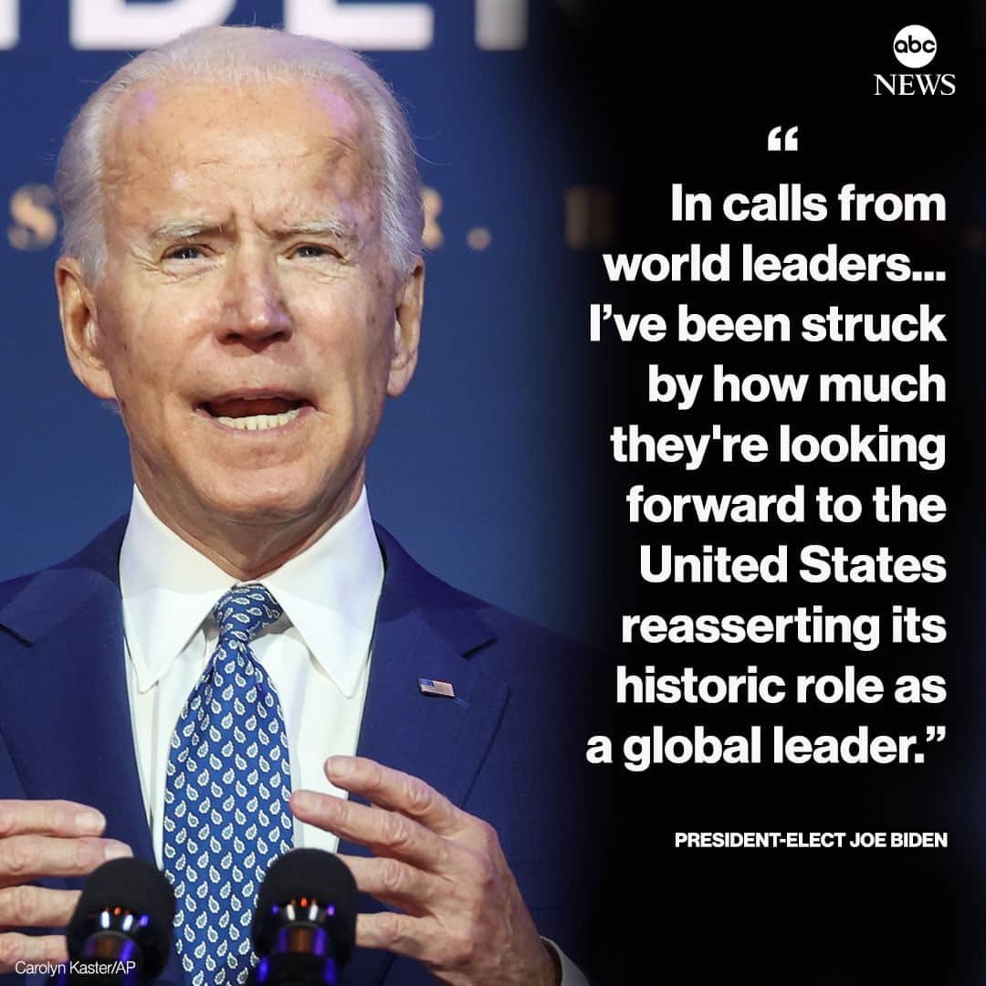 ABC Newsさんのインスタグラム写真 - (ABC NewsInstagram)「President-elect Joe Biden on national security and foreign policy nominations: "It's a team that reflects the fact that America is back—ready to lead the world, not retreat from it." #joebiden #donaldtrump #foreignpolicy #transition #bidentransition #politics⁠ ⁠ Read more at LINK IN BIO.」11月25日 4時07分 - abcnews