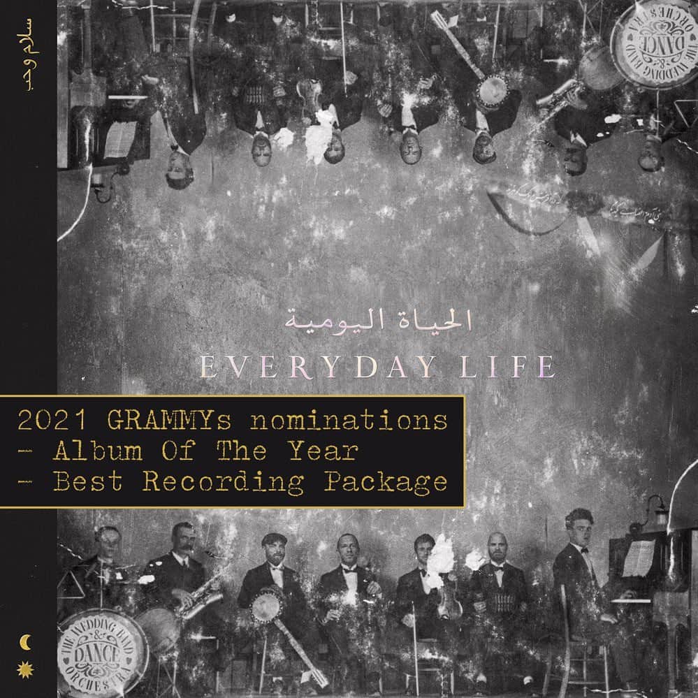 Coldplayのインスタグラム：「Thankyou @recordingacademy for the two 2021 #GRAMMYs nominations for Everyday Life.   – Album of the Year – Best Recording Package  🌙☀️」