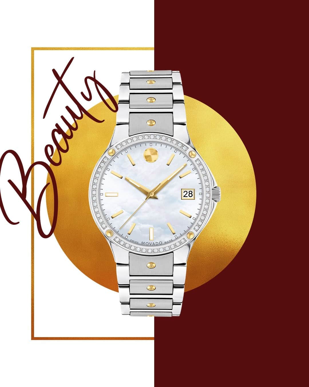 モバードのインスタグラム：「Decadence of diamonds with a beautifully crafted bezel. #MovadoSE」