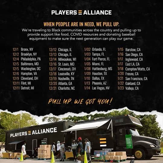 ディー・ゴードンのインスタグラム：「The Players Alliance is pulling up to a city near you, investing $1 million to support Black communities across the country. Visit @ThePlayersAlliance for more info on our #PlayersPullUp tour.」