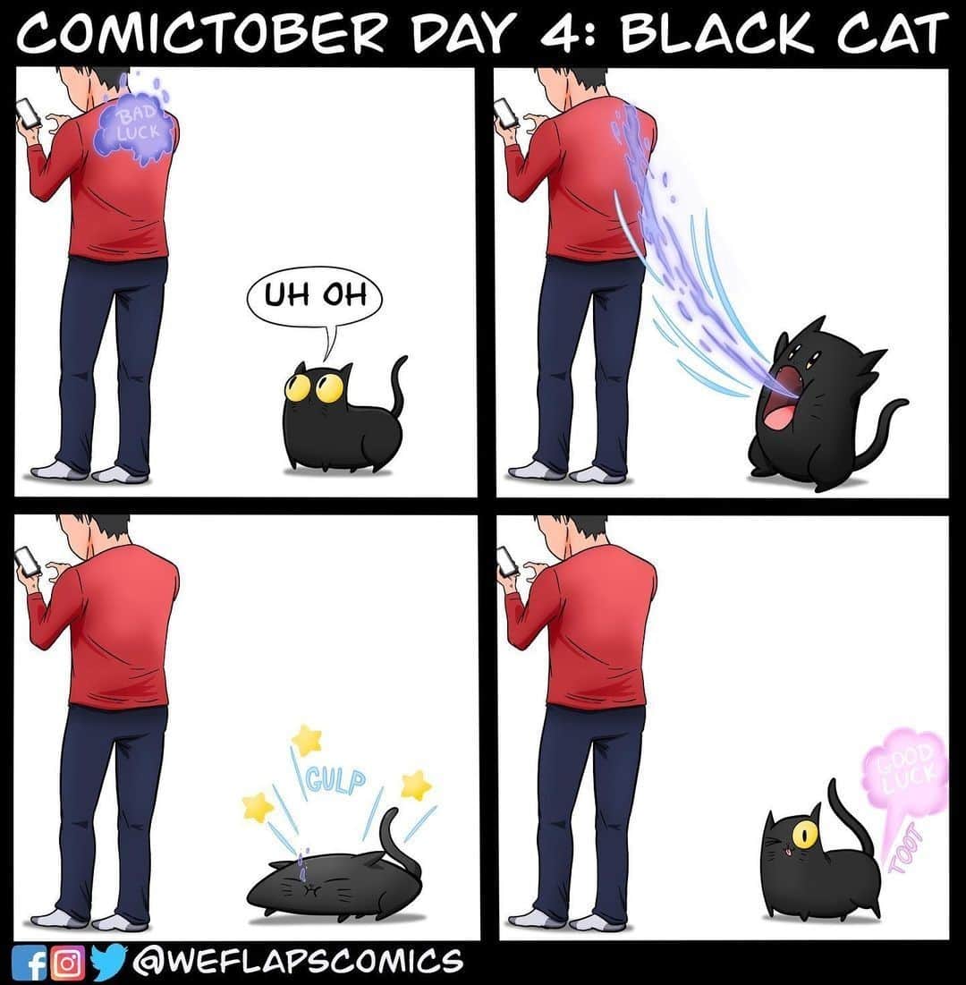 Aww Clubさんのインスタグラム写真 - (Aww ClubInstagram)「This must be why one of my cats is so gassy all the time⠀ ⠀ ✍🏼@weflapscomics⠀ ⠀ #meowed #weflapscomics #blackcat #goodluck #karby」11月25日 6時00分 - meowed