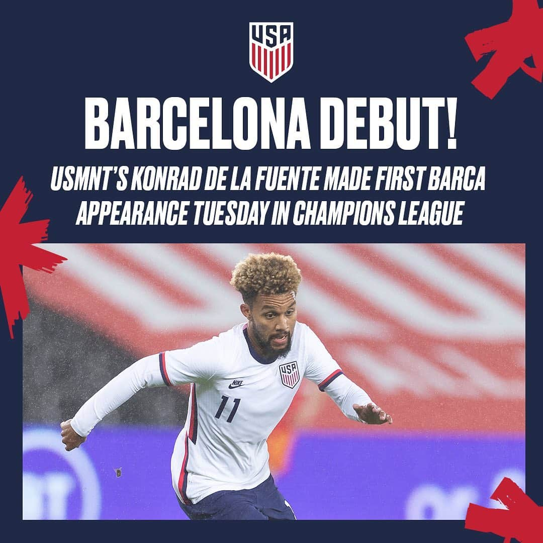 サッカー アメリカ代表チームさんのインスタグラム写真 - (サッカー アメリカ代表チームInstagram)「Congrats to @konradjr_ on his competitive debut for @fcbarcelona today! He also becomes the seventh #USMNT player to appear in this edition of the @championsleague, setting a new 🇺🇸 record!」11月25日 7時17分 - usmnt