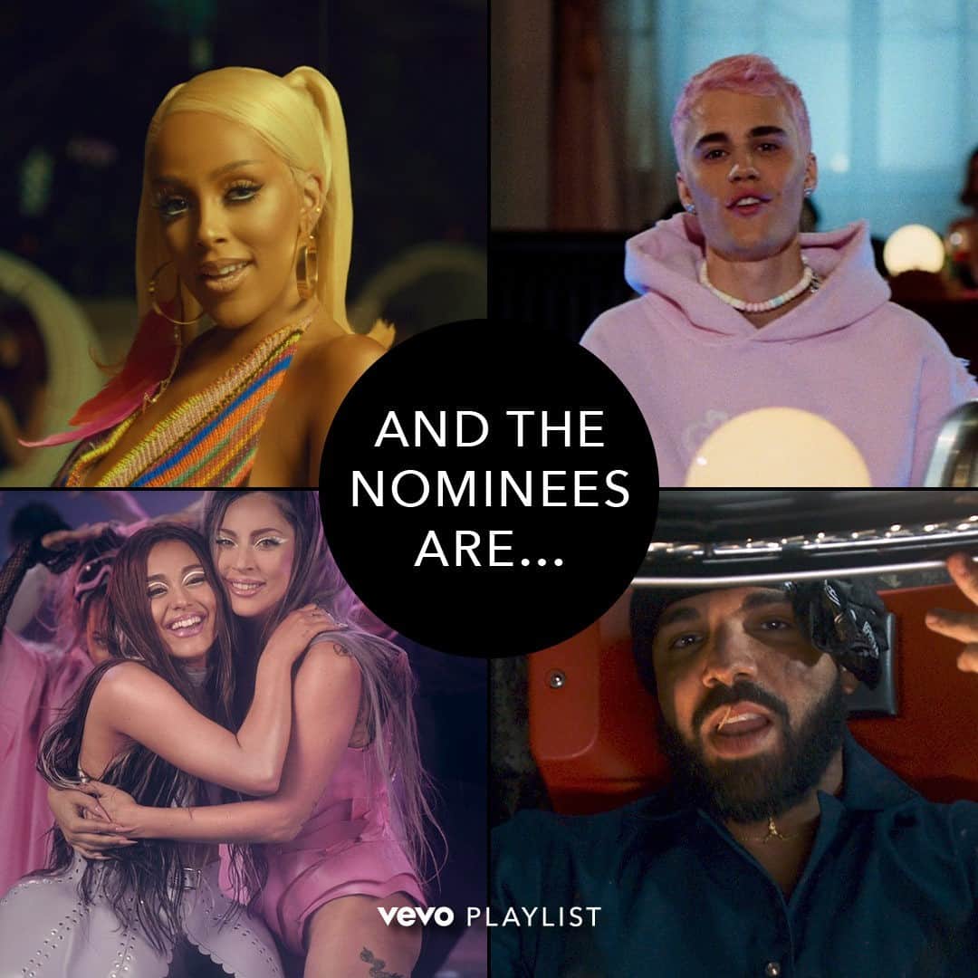 Vevoさんのインスタグラム写真 - (VevoInstagram)「Congrats to @DojaCat @justinbieber @ladygaga @ArianaGrande @champagnepapi and all the artists who heard their names called today 👏 Celebrate with our "And The Nominees Are..." playlist 🏆  ⠀⠀⠀⠀⠀⠀⠀⠀⠀ ▶️[Link in bio] #DojaCat #JustinBieber#LadyGaga #ArianaGrande #Drake」11月25日 8時01分 - vevo