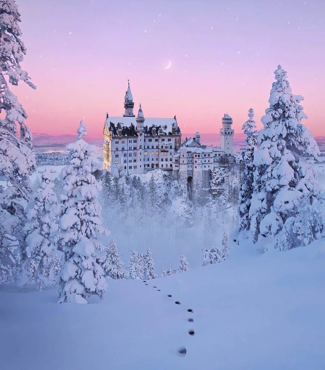 Wonderful Placesさんのインスタグラム写真 - (Wonderful PlacesInstagram)「Winter in Neuschwanstein Castle - Germany ✨💜💜💜✨ . Pic & edit by ✨✨@nois7✨✨ #wonderful_places for a feature 💜」11月25日 10時34分 - wonderful_places