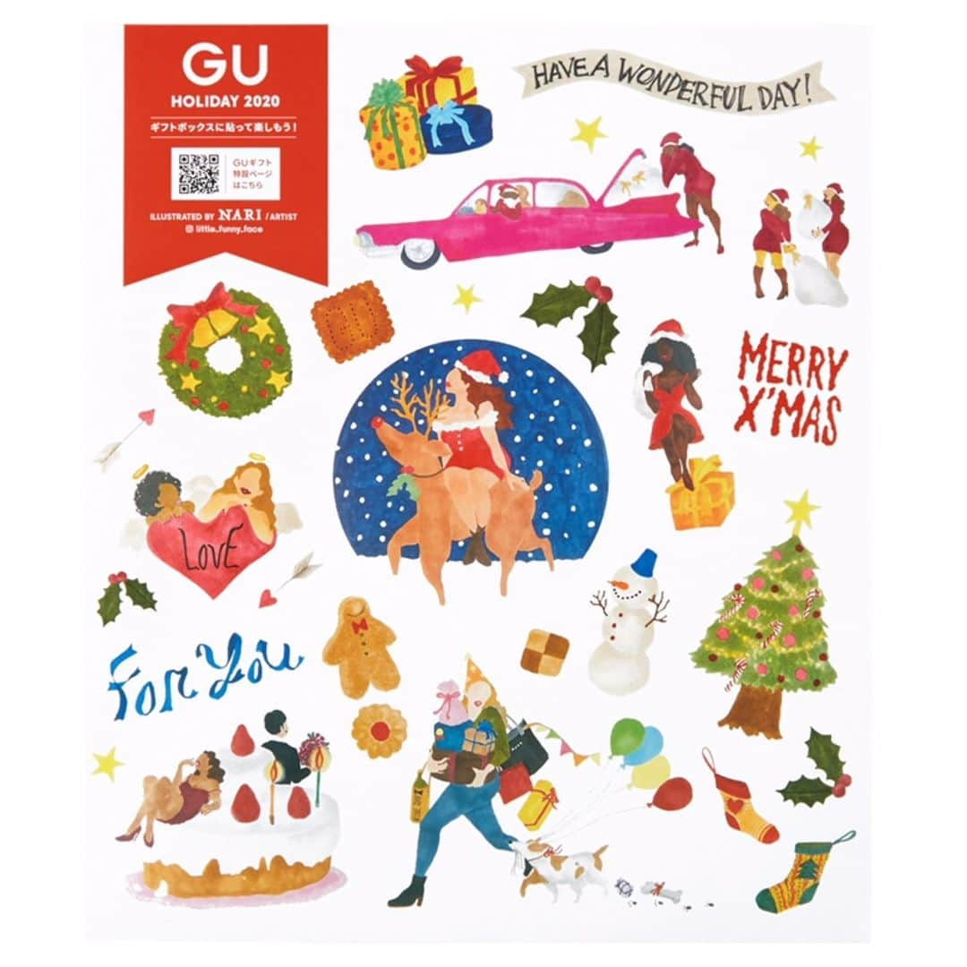 GUさんのインスタグラム写真 - (GUInstagram)「. 【GU HOLIDAY 2020】 ジーユーのクリスマスギフト  クリスマス限定のギフトボックスが登場！ ギフトをあげる人も、もらう人もHAPPYになれる Nari Yamashinaさんのスペシャルステッカーをプレゼント。ボックスに貼って遊んで、気軽に楽しく、 クリスマスギフトを贈ってみてはいかがでしょうか？  ギフトボックスのサイズは全部で3種類。 すべてにスペシャルステッカーが付きます。 ———————————— ☑︎クリスマス限定ギフトボックス　1点につき ￥100+tax (全サイズ共通) Nari Yamashinaさんのスペシャルステッカー付き ———————————— @little_funny_face  #ギフト#クリスマス#クリスマスプレゼント#ギフトボックス #YOURFREEDOM#GU#ジーユー」11月25日 11時08分 - gu_global