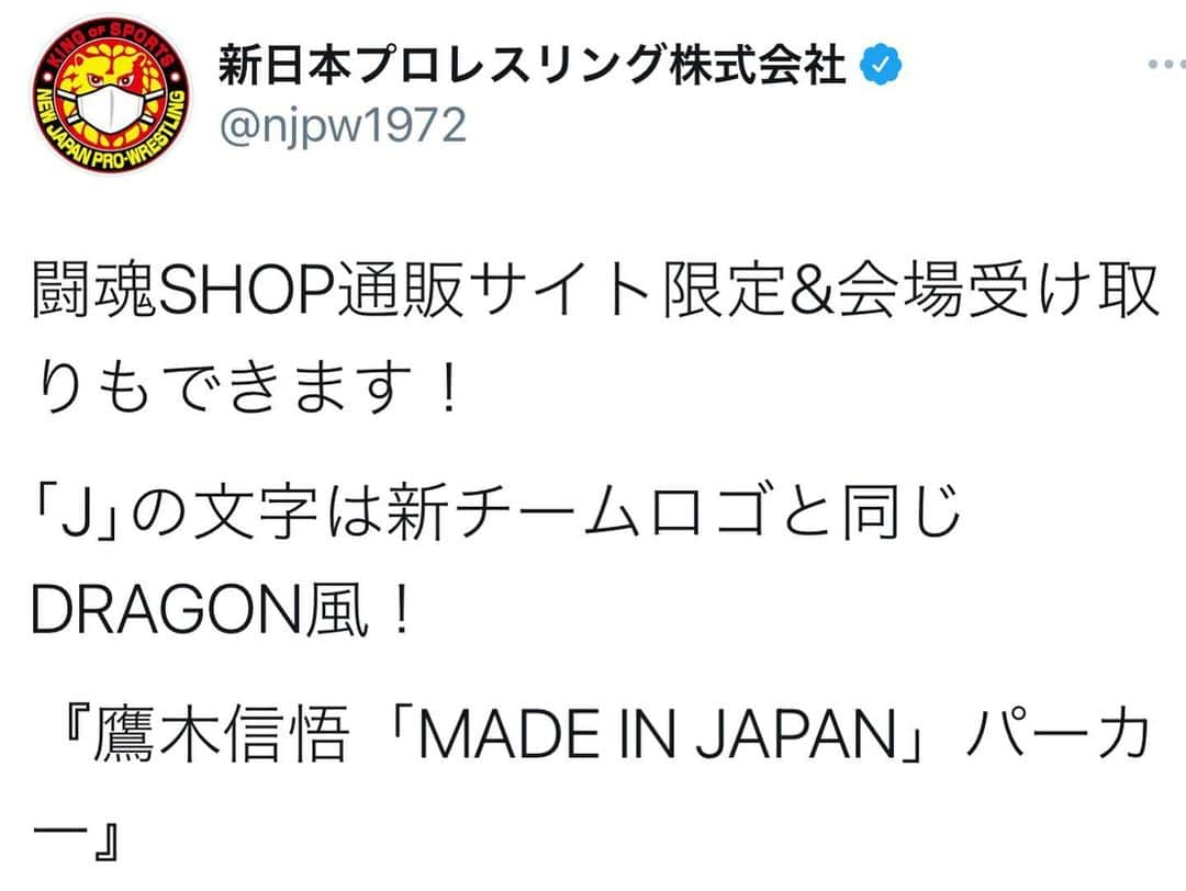 鷹木信悟さんのインスタグラム写真 - (鷹木信悟Instagram)「新作パーカー❗️ MADE IN 🐉APAN...🇯🇵 #njpwshop  #njpw #prowrestling」11月25日 11時15分 - takagi__shingo