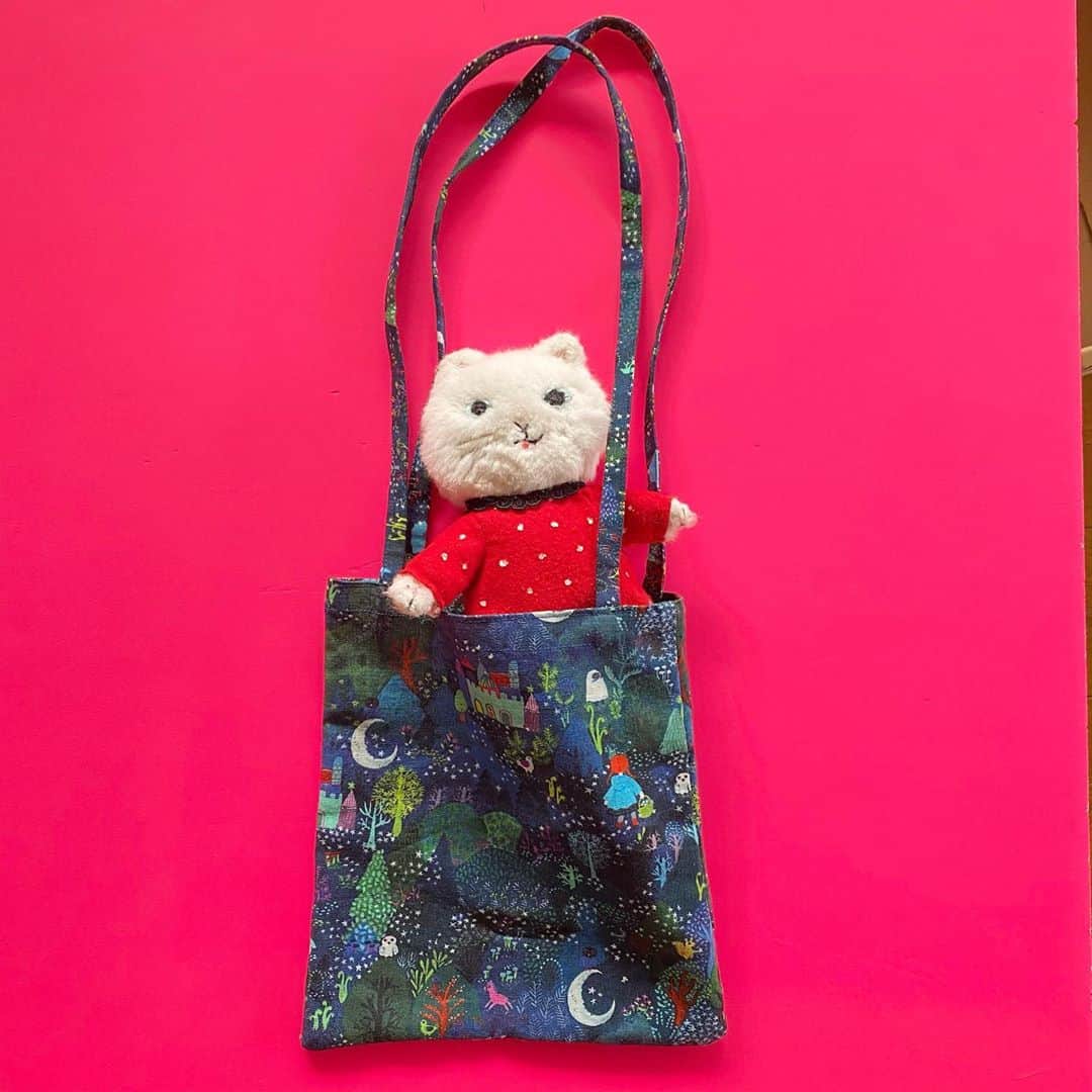 北岸由美のインスタグラム：「布ものあれこれ、オンラインショップに入荷中。プロフィールのリンクからご覧いただけます！  ミニミニサイズのバッグは、17日からスタートする展示会「tea for two」に持っていく予定です。  大きい肩かけのトートも今回たくさん作ってもらいました！よかったらのぞいてみてください。  https://yumikitagishi.stores.jp/  #yumikitagishi #totebag #originaltextiles  #よるのせかい」