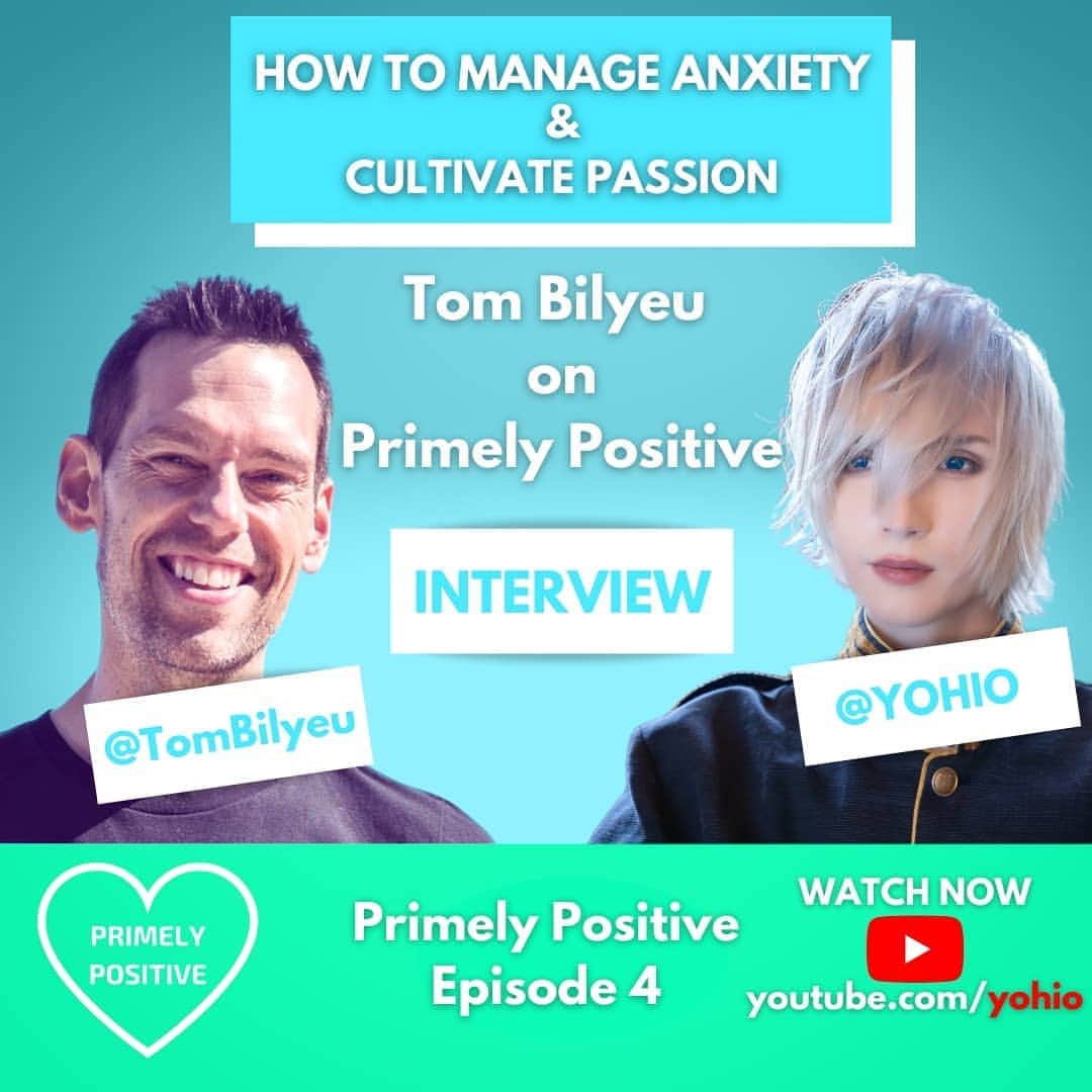 YOHIOのインスタグラム：「Watch my interview with the one and only @tombilyeu , out on my YouTube channel now! 🔥⁣ ⁣ Tom is the co-founder and host of the hugely successful @impacttheory , which I've been an avid viewer of for several years. ⁣ ⁣ Tom is truly an awesome and genuine guy, and he is full of wisdom. ⁣ ⁣ In this episode of @primelypositive , Tom talks about how to handle anxiety attacks, how passion isn't "an archeological dig, but an architectural build", how to chase big goals without attaching the achievement of them to your self worth, his views on the Japanese manga/anime industry, how me and Tom met on the streets of Shibuya, and more!⁣ ⁣ I assure you; you don't wanna miss this one.⁣ ⁣ A huge thank you to Tom for taking time from his busy schedule to make this happen. ⁣ I am beyond grateful 🙏❤⁣ ⁣ I hope you will find our little chat interesting, but most of all, inspiring, uplifting, and maybe a catalyst for you to take some positive action to change your life for the better. ⁣ ⁣ Go watch it and enjoy! ⁣ ⁣ --------------------------⁣ ⁣ #YOHIO #TomBilyeu #PrimelyPositive #ImpactTheory #inspirational #motivational #changeyourlife #mindset #grit ⁣」