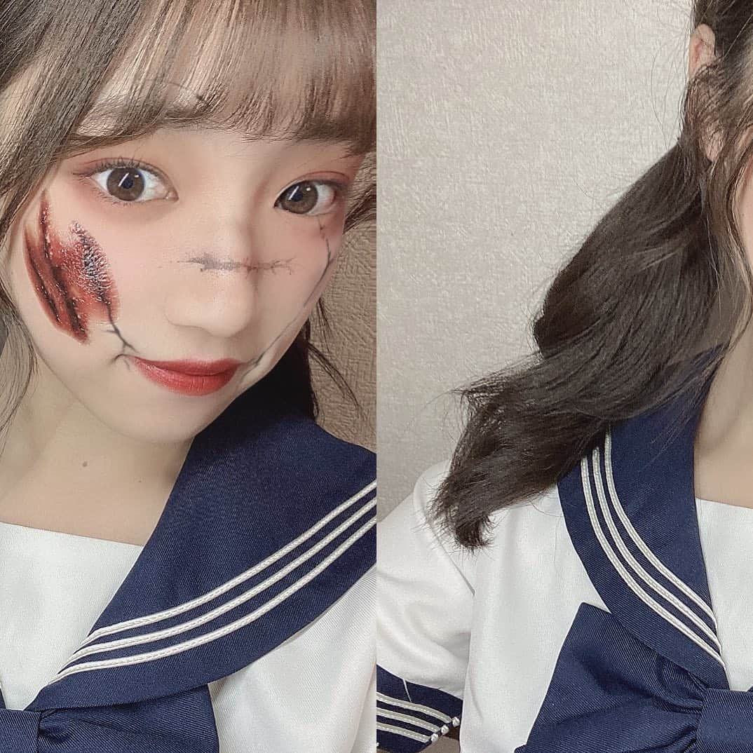 ほのかさんのインスタグラム写真 - (ほのかInstagram)「来年のハロウィンも楽しみ🧟‍♀️  #halloween #ハロウィンコスプレ #コスプレ #セイラー服 #制服 #jkブランド #女子大生 #ツインテール #modecon #mixchannel #モデコン #ミスコン #大学生  #インフルエンサー #被写体モデル #被写体 #撮影会モデル #作品撮り #自撮り #サロモ ク  #おしゃれさんと繋がりたい #美大生 #instagram #instalike #lfl #fff #いいね返し #サロモ希望  #ヘアメイク」11月10日 20時14分 - pony_okan