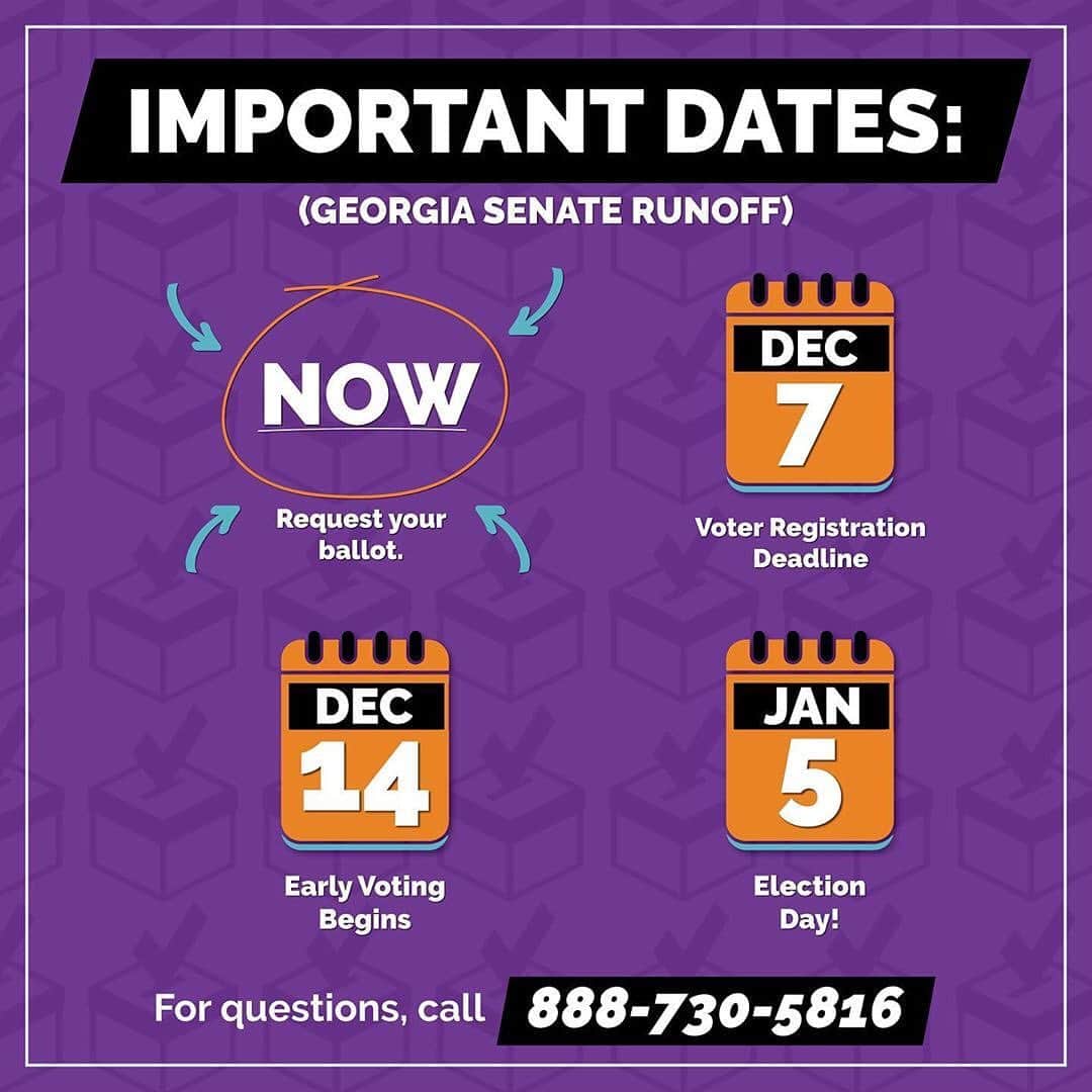 Grace Bonneyのインスタグラム：「Ok, update time for the important run off happening in GA in January. Please check this out ➡️ Posted from @fairfightaction GEORGIA: It’s time - again! Runoff elections for both of Georgia’s U.S. Senate seats will take place on January 5. Request your ballot NOW at ballotrequest.sos.ga.gov #LetsGetItDoneAgain #gapol」