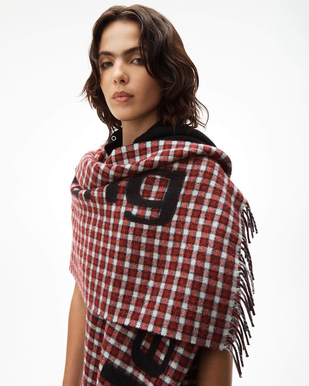 アレキサンダー・ワンのインスタグラム：「The Hooded Logo Scarf: when 2 become 1.」