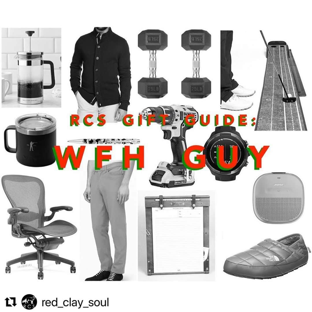 カーネルリトルトンのインスタグラム：「#Repost @red_clay_soul ・・・On the Blog  Gift Guide #2: Ideas for the Work From Home Guy. Gifts that will somewhat enhance the rather mundane world of a home office...click the link in bio to see the rundown #workfromhome #giftguide #forhim #comfort #efficiency #work #christmas #santa #underthetree #RCSStyle」