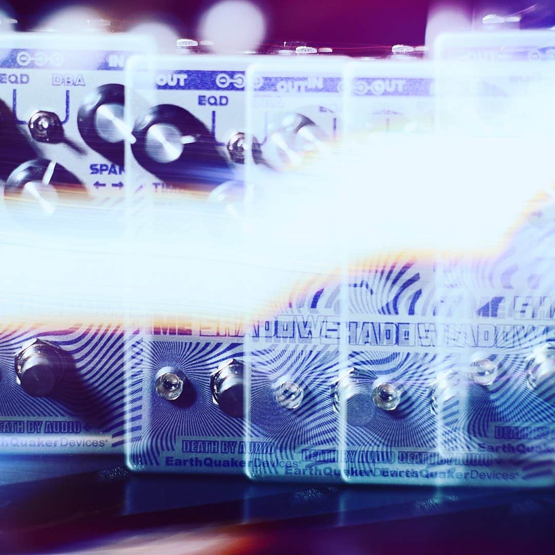 A Place to Bury Strangersのインスタグラム：「Out now! The Time Shadows! Mind bending bending and destruction of insane bliss. Check out the pedal I designed with Jamie from @earthquakerdev available now @reverb for @thepedalmovie」