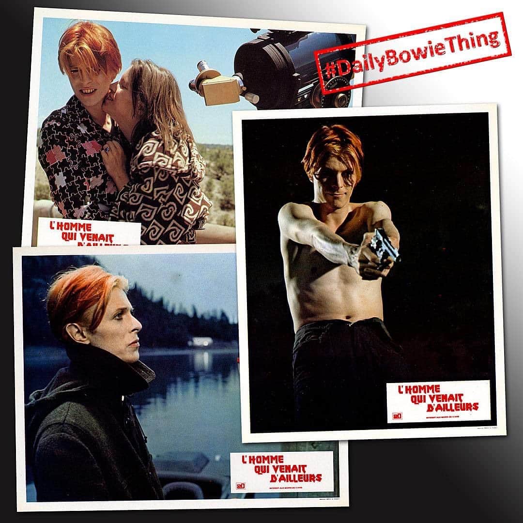 デヴィッド・ボウイさんのインスタグラム写真 - (デヴィッド・ボウイInstagram)「DAILY BOWIE THING – Day 10   “It will tumble from the sky, And it's been there all along...”   Though unlikely, it is possible that there could be a person on the planet not particularly moved by David Bowie’s music. This person may, however, enjoy Bowie’s work as an actor and have set themselves the impossible task of collecting everything produced in association with the myriad movies our man has appeared in over the years.   The spin-offs associated with a film’s release would be too long to list here, suffice to say, lobby cards are a gentle way in for the novice collector and a rewarding one at that. Lobby cards are a set of cards with stills from a film which are displayed in the lobby or foyer of a cinema.   Normally around A4 in size, the cards are usually printed on card, though some countries, Germany among them, used thinner glossy paper. Lobby cards were usually sent to cinemas or handed out at press conferences in envelopes containing press kits and posters.   Today’s #DailyBowieThing is a glimpse of just 3 of the 24 cards that were issued for the French release of The Man Who Fell To Earth (TMWFTE) in which David played T J Newton, an alien who had come to Earth in a bid to find a way of saving those dying back on his home planet. Adapted from the Walter Tevis novel of the same name, TMWFTE was directed by Nicolas Roeg, filmed in 1975 and released in 1976.   Even if you only concentrated on memorabilia from this film, it’s unlikely that your collection would ever be complete. But lobby cards are great thing to concentrate on if you find them appealing.   Things to bear in mind are how many cards were originally in the set and are the cards genuine or copies? Some of this knowledge can only be gained through experience. At least five countries around the globe (probably more) produced lobby card sets for TMWFTE, though this French set of 24 contains the most, there were just 8 in the UK set.   For some of us, every area of Bowie’s career is fascinating and if we happen to be completists, only madness lies ahead.   Drop in tomorrow for our next #DailyBowieThing   #DailyBowieThing  #BowieTMWFTE  #BowieLobbyCard」11月11日 2時01分 - davidbowie