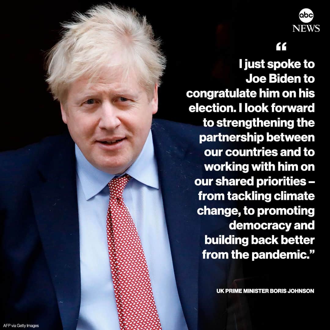 ABC Newsさんのインスタグラム写真 - (ABC NewsInstagram)「NEW: British Prime Minister Boris Johnson says he spoke to President-elect Joe Biden to congratulate him.⁠ ⁠ "I look forward to strengthening the partnership between our countries and to working with him on our shared priorities." #joebiden #borisjohnson #unitedkingdom #election2020 #england⁠ ⁠ Read more at LINK IN BIO.⁠ ⁠」11月11日 2時11分 - abcnews