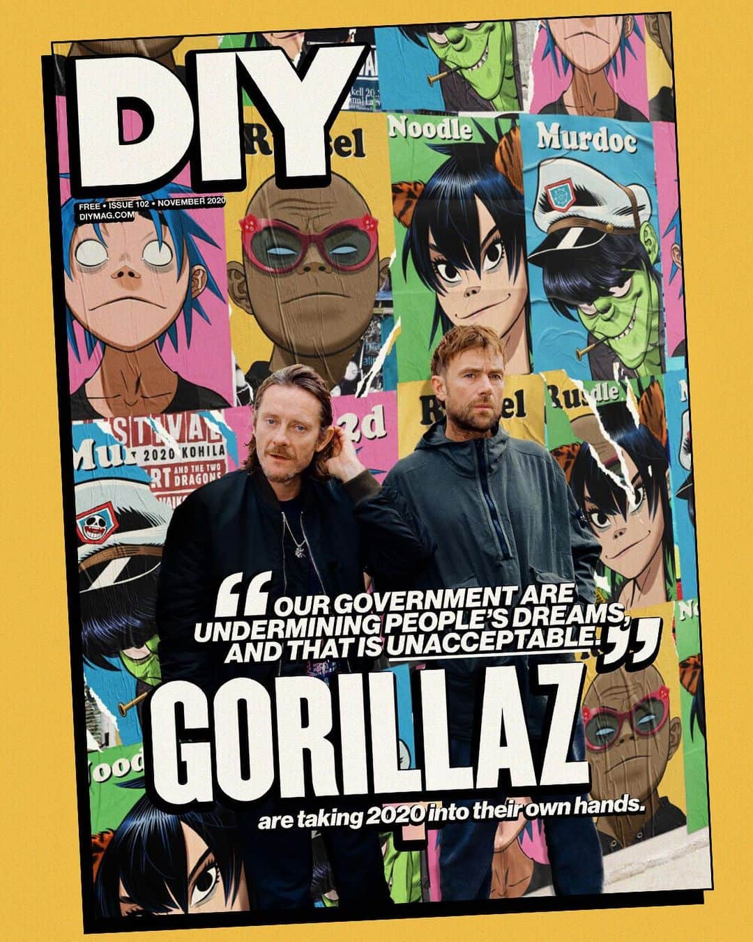 Gorillazさんのインスタグラム写真 - (GorillazInstagram)「Look who's plastered on the cover of @diymagazine 😏」11月11日 2時23分 - gorillaz