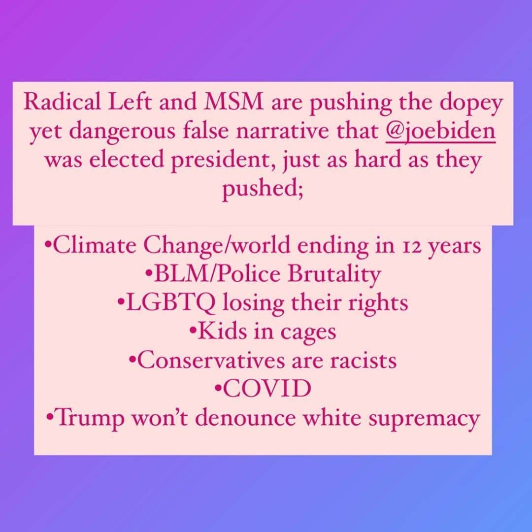 サミーア・アームストロングのインスタグラム：「The Left agenda is entirely based in lies.  • They stand for zero reality.  • Americans on the Left are being duped and misled.  • They are being pulled by their heart strings, motivated through fear into playing a part in an agenda that is actively destroying America.  • It may be our job as fellow Americans to help wake them up.」
