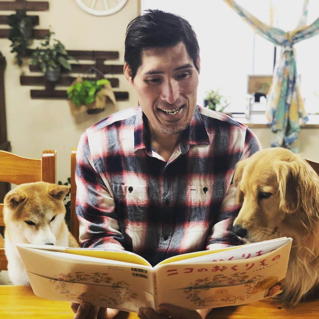 篠原信一のインスタグラム：「このほど私、作家デビューを果たしました❗️ジャンルは、あの鬼格外キャラのイメージを覆す、 幼児向けの絵本であります😅 私の愛犬ニコが主人公で、 タイトルは『ニコのおくりもの』。 １（ワン）並びの１１日に報知新聞社から出版されます。全国の書店、読売新聞販売店等などに置かれますのでよろしくお願いします。 「おいおい篠原！なんで絵本を描いたの⁉️」と思われる方も多いかと思います。その経緯を１５日付けのスポーツ報知のBOOKセレクトというコーナーで紹介記事が掲載されますので、皆さんぜひみて下さいませ😄 #ニコのおくりもの #スポーツ報知 #11月11日発売 #絵本」