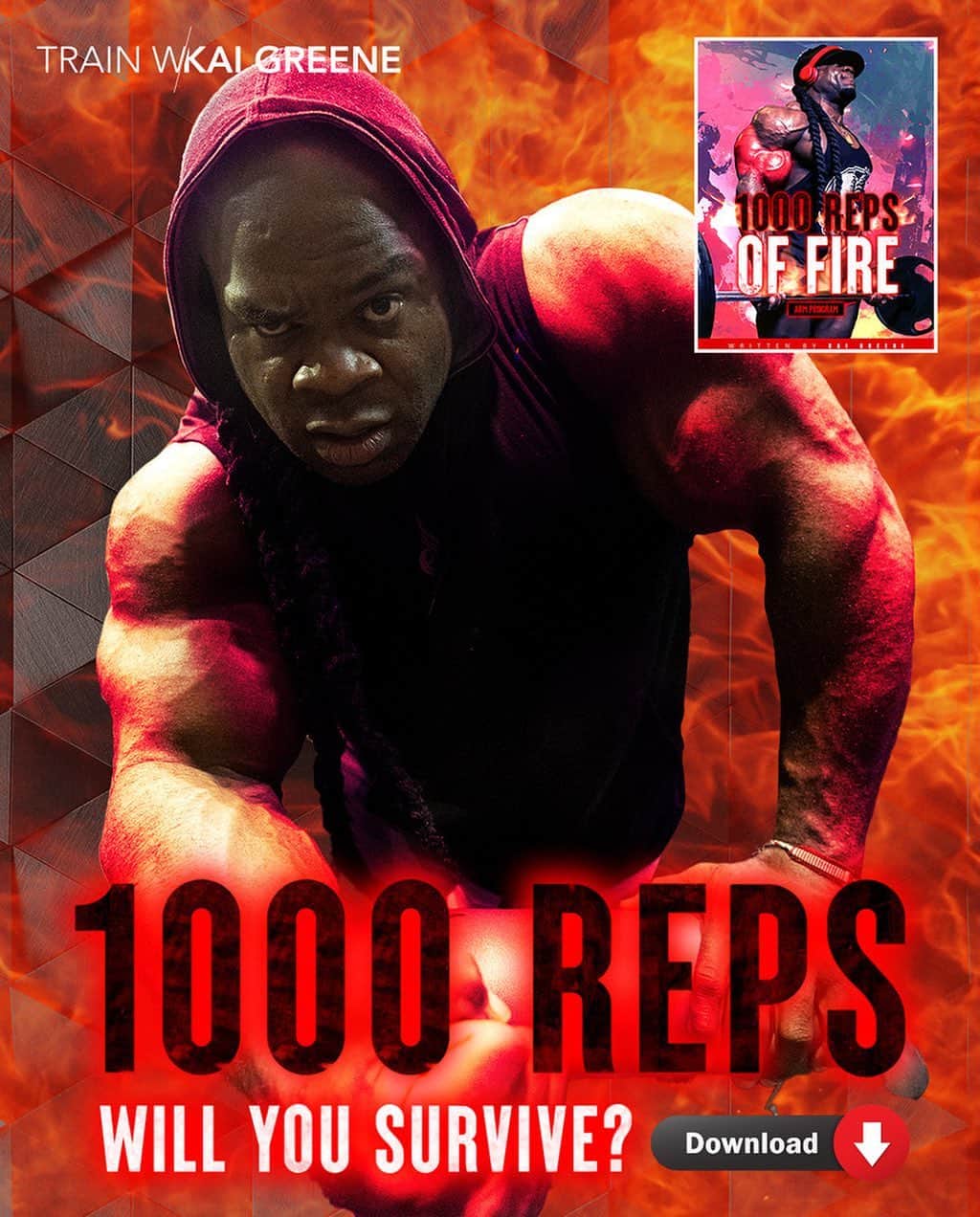 カイ・グリーンのインスタグラム：「💪🏾NEW 1000 Rep Program! Available Now on Trainwithkai.com  This program bundle is not for the weak hearted I give you months of workouts movements and show you the path.  WANT TO LEARN MORE - Trainwithkai.com  You gotta be willing to put in the work!! Prepare yourself to Train With Kai!!  📝Detailed Descriptions 💪🏾Learn Muscle Anatomy 💦Full Intense Workouts 📚27 Detailed Pages」