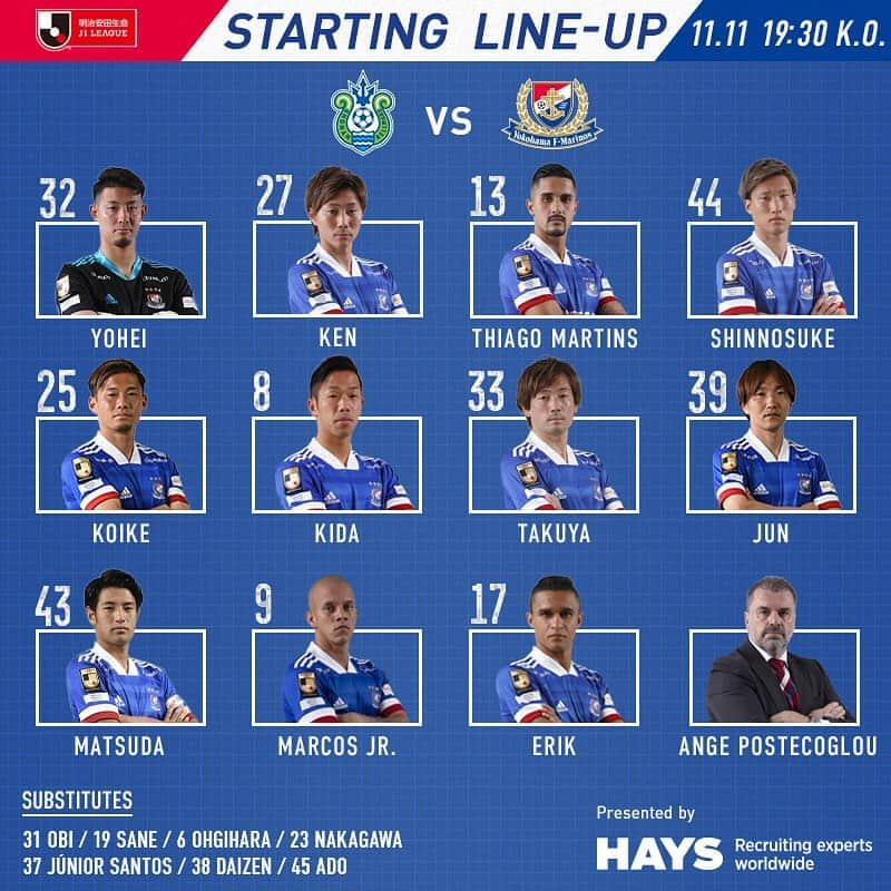 横浜F・マリノスさんのインスタグラム写真 - (横浜F・マリノスInstagram)「Yokohama F.Marinos Team News vs Shonan Bellmare! 本日のJ1リーグ第26節・湘南ベルマーレ戦のメンバーが発表されました！  #fmarinos #Jリーグ #スタメン #startingXI #jleague #HAYS」11月11日 17時20分 - yokohamaf.marinos