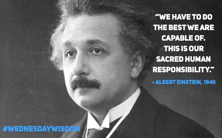アルベルト・アインシュタインさんのインスタグラム写真 - (アルベルト・アインシュタインInstagram)「#WednesdayWisdom: “We have to do the best we are capable of. This is our sacred human responsibility.” – Albert Einstein, 1940」11月11日 22時56分 - alberteinstein