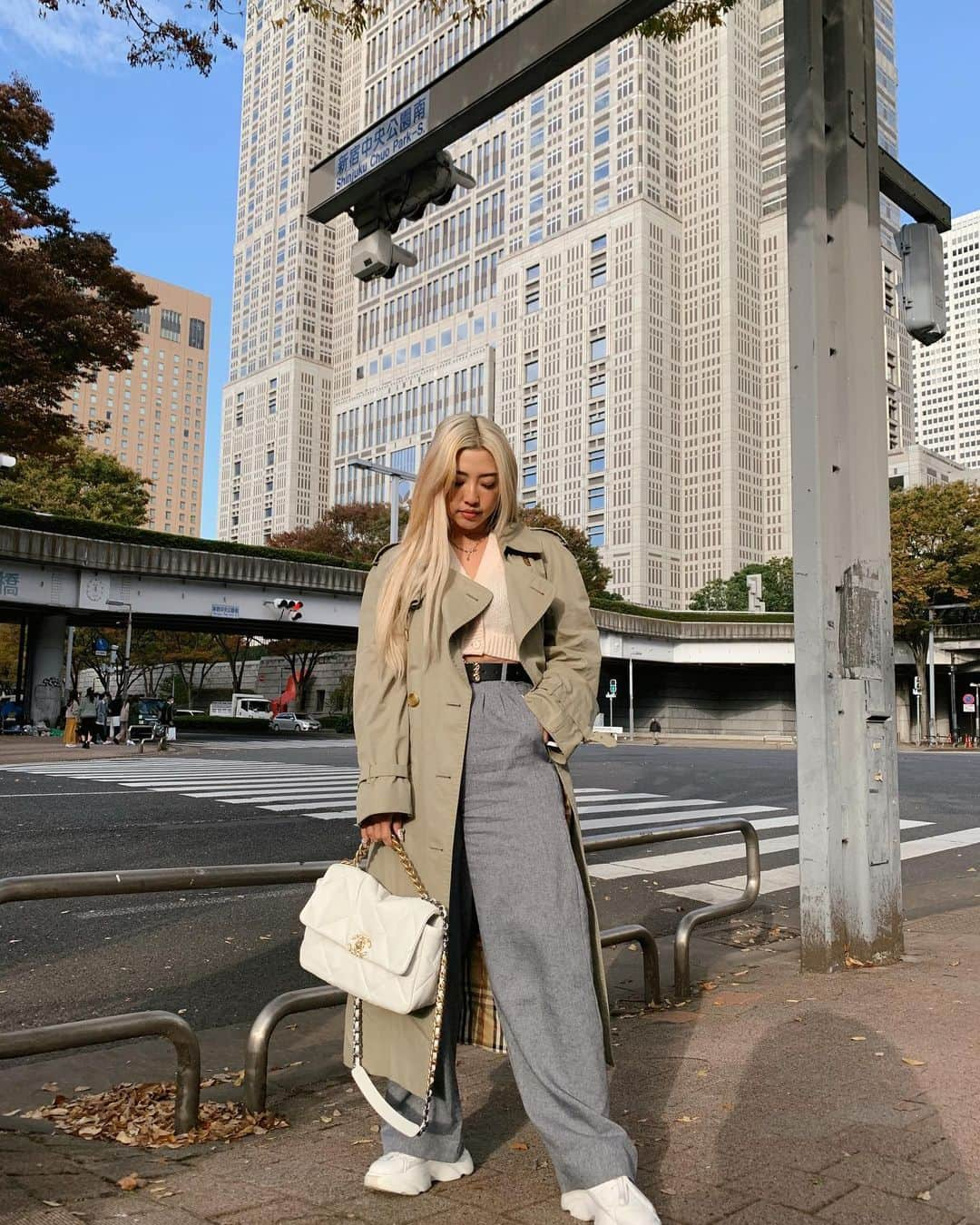 植野有砂さんのインスタグラム写真 - (植野有砂Instagram)「たまにはootd💗 vintage @burberry trench coat/ @figandviper pants/ @nastygal knit/ @figandviper shoes/ @chanelofficial bag ❤️エクステつけたの🥵💗 @hair_ism」11月11日 18時50分 - alisaueno