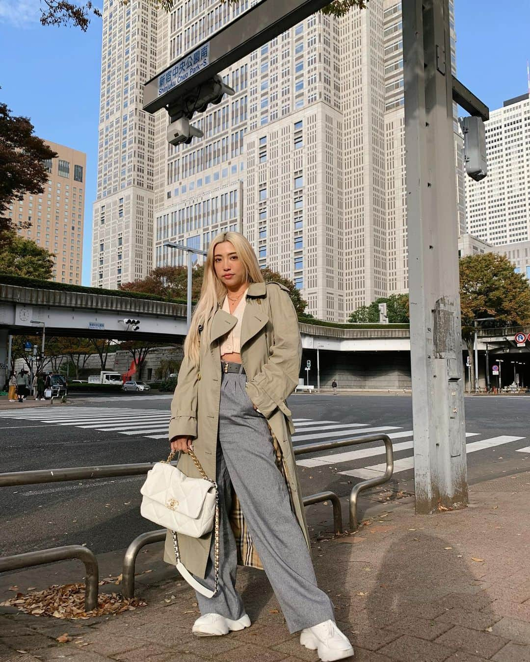 植野有砂さんのインスタグラム写真 - (植野有砂Instagram)「たまにはootd💗 vintage @burberry trench coat/ @figandviper pants/ @nastygal knit/ @figandviper shoes/ @chanelofficial bag ❤️エクステつけたの🥵💗 @hair_ism」11月11日 18時50分 - alisaueno