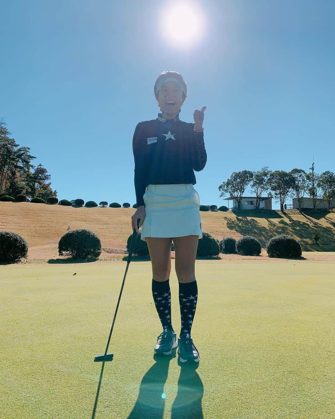 藤本麻子のインスタグラム：「残り数試合⛳️ 悔いなく終わります 最後の一打までベストを尽くします やるべき事に集中します 自分のゴルフをします 笑って終わります 少し大食い控えます🤣笑 . 😁🤞🏻⭐️」