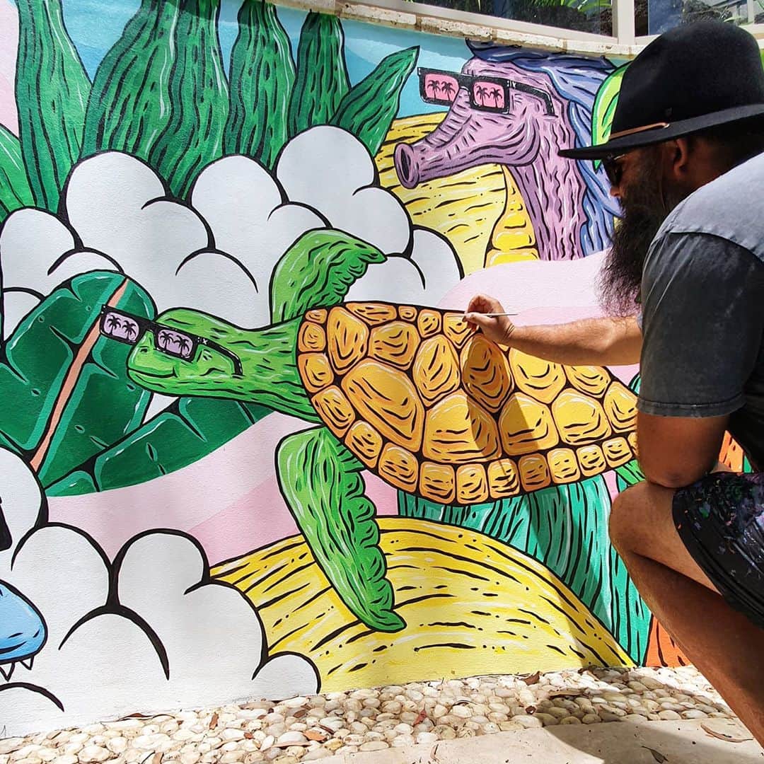 MULGAさんのインスタグラム写真 - (MULGAInstagram)「Painting Kurtle The Turtle 🐢⁣ ⁣ The story of Kurtle the Turtle 🐢 ⁣ ⁣ Once there was a turtle called Kurtle and he was super slow at doing most things. Like when he had to go out somewhere he would be having a shower and brushing his hair and stuff for heaps long and the other turtles would all be like "hurry up Kurtle you slow turtle" but he would still be doing his thing slow as can be without a care on the world. That's the story of Kurtle the Turtle 🐢. ⁣ ⁣ The End⁣ ⁣ #mulgatheartist #turtle #turtleart」11月11日 21時02分 - mulgatheartist