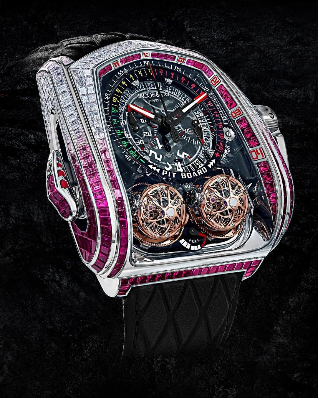 Daily Watchさんのインスタグラム写真 - (Daily WatchInstagram)「A piece unique @Jacobandco Twin Turbo Furious with 153 baguette-cut white diamonds and 191 baguette-cut pink sapphires 👀🔍 Tag someone who like diamond on watches #DailyWatch #Jacobandco」11月12日 7時59分 - dailywatch