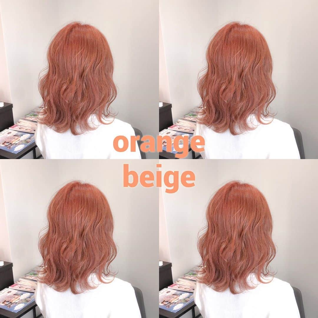 ハナフサユウスケのインスタグラム：「オレンジュ♪ ＊ ＊ まろやかに退色してくれますー ＊ ＊ #hairarrange#ヘアアレンジ#ヘアセット#美容室#美容師#姫路#岡山#赤穂#赤穂市#簡単アレンジ#ヘアアレンジ動画#セルフアレンジ#インナーカラー#バレイヤージュ#サロンモデル#サロモ#撮影#ハイライト#グラデーション#外国人風カラー#グレージュ#ラベンダーアッシュ#オレンジベージュ#オレンジメイク#ブリーチ#ムラシャン#ハイトーン#美容学生#オレンジカラー」