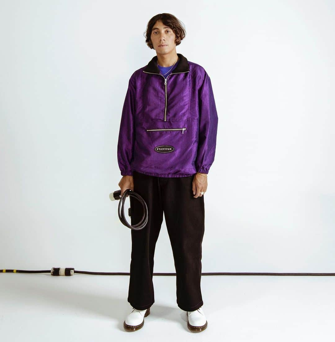 サキャスティックさんのインスタグラム写真 - (サキャスティックInstagram)「@insomniacltd FALL 2020  Orbital Pullover Purple Lightweight nylon shell pullover anorak style, half zip detail, knit rib detail collar, cuffs, & jacket bottom, front pouch pocket with zipper closure, 3-D reflective logo patch.  Wizard Denim Overdyed 12oz cotton bull denim, baggie fit, embroidered logo on back pocket.」11月12日 1時07分 - paultbythesea