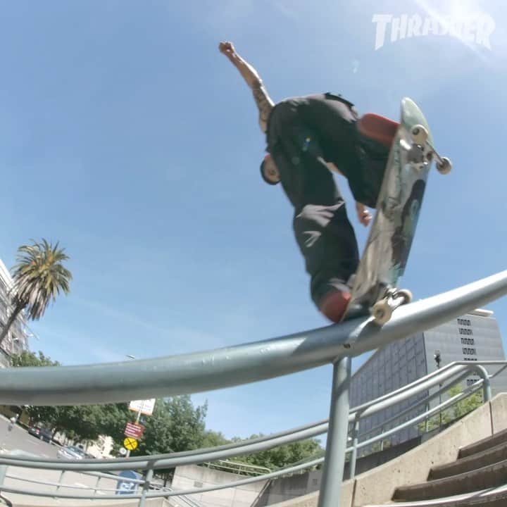 スラッシャーのインスタグラム：「👉🏾 @milessilvas is on another level 📈 Watch his part in @primitiveskate’s ‘Fourth Quarter’ video on the Thrasher site 📡」