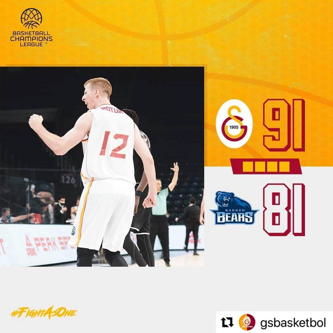 ガラタサライSKさんのインスタグラム写真 - (ガラタサライSKInstagram)「Basketball Champions League 2. Hafta  Maç sonucu: Galatasaray 91 - 81 Bakken Bears  Tebrikler CimBom! ✊👊  #FightAsOne 🟡🔴」11月12日 4時00分 - galatasaray