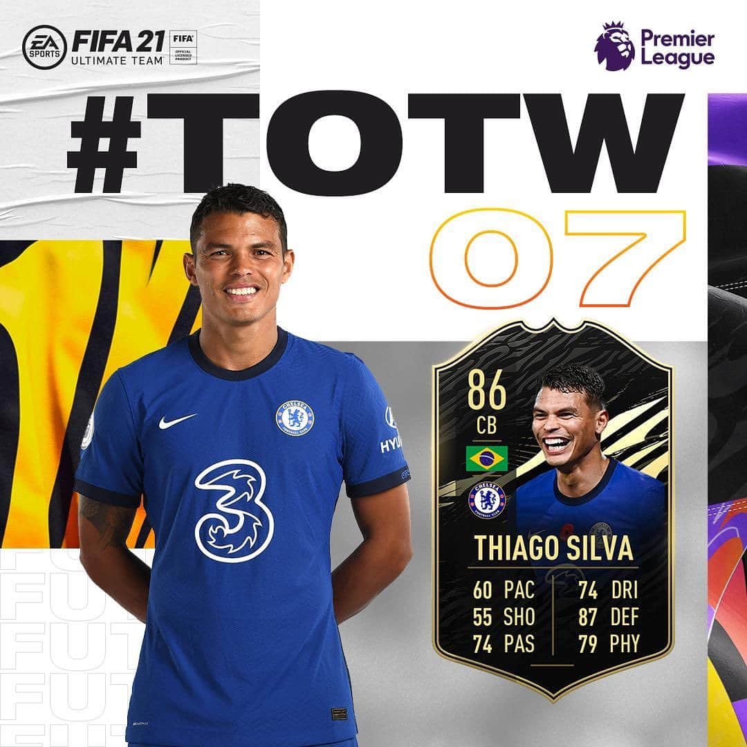 チアゴ・シルヴァのインスタグラム：「🇬🇧 It's a great feeling to have made the Team of the Week!  Thanks to all my teammates,  let's keep going! 💪🏽 🇧🇷 Muito feliz por fazer parte do time da semana! Agradeço aos meus companheiros de equipe, vamos todos juntos! 💪🏽 🇫🇷 Très heureux de faire partie de l’équipe de la semaine ! Merci à mes coéquipiers 💪🏽  • • • #OhhThiagoSilva #CFC #Chelsea #ThiagoSilva #FamiliaSilva #ChelseaFC #London #LondonCalling #Londres #UnitedKingdom #England #Inglaterra #ThiagoIsBlue #WeAreBlue #ChelseaFans #BluesForever #cfcfans #chelseafootballclub #Chelseafcfans #washyourhands #lavezvouslesmains #LaveAsMaos #StopCorona #CoronaOut #StopCovid #TOTW #PremierLeague #easportsfifa」